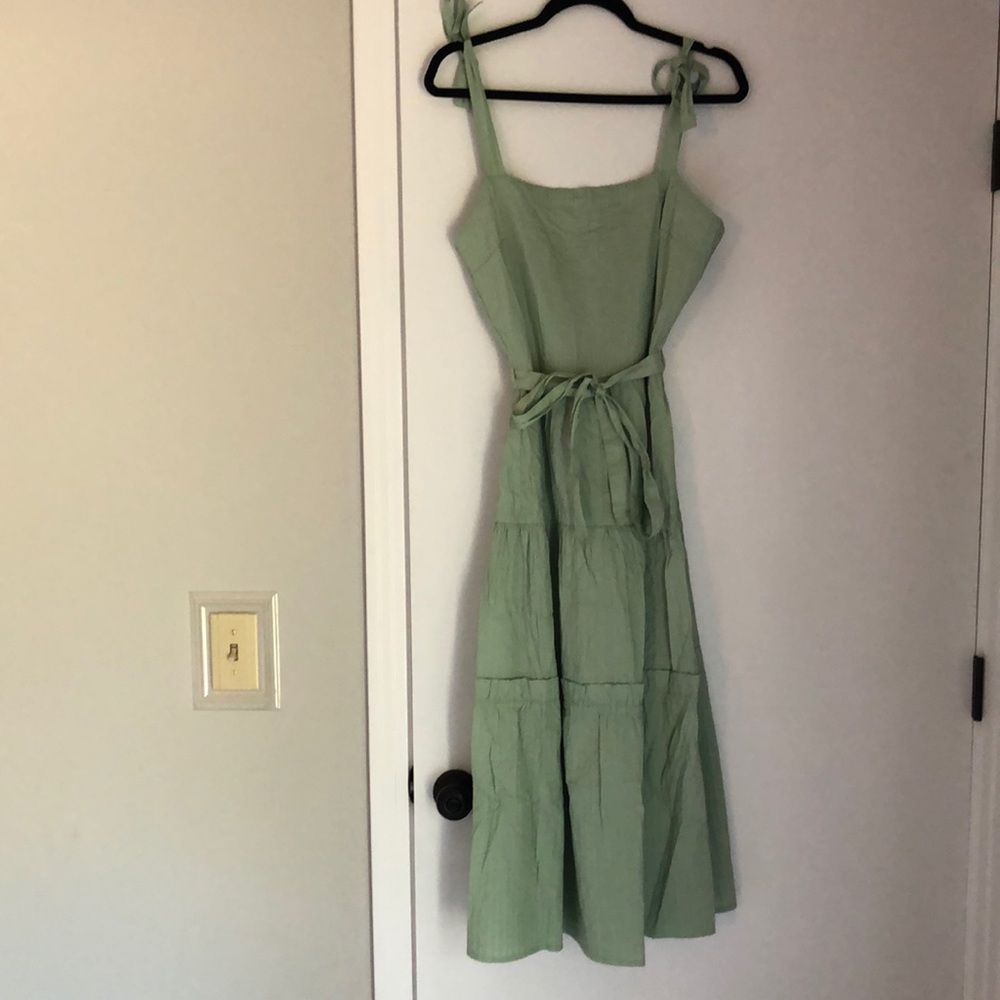 Green adjustable strap dress